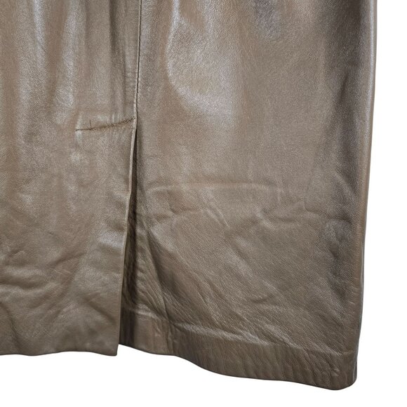 Vintage 90's Siena New York Mocha Brown Butter Soft Leather Pencil Skirt, Sz 10 - Picture 6 of 7